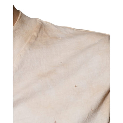 Dolce & Gabbana Beige Graphic Print Cotton V-neck T-shirt