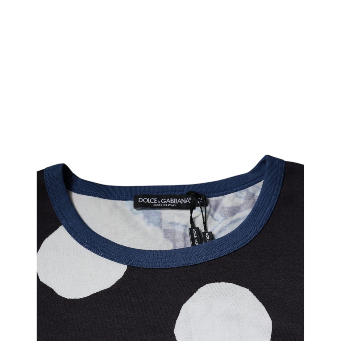 Dolce & Gabbana Black White Printed Cotton Crew Neck T-shirt