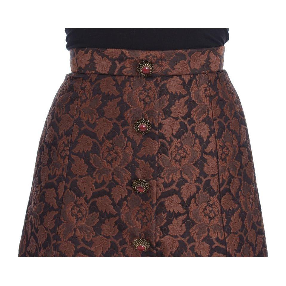 Dolce & Gabbana Brown Floral Brocade Mini Bubble Skirt