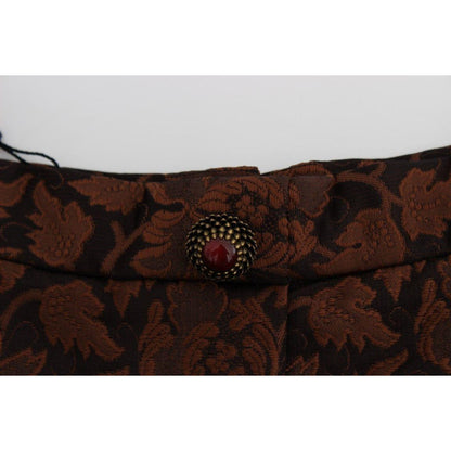 Dolce & Gabbana Brown Floral Brocade Mini Bubble Skirt