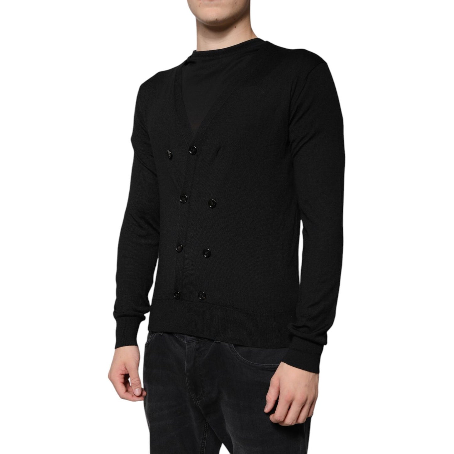 Dolce & Gabbana Black Cashmere Button Down Cardigan Sweater