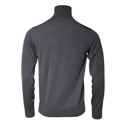 Dolce & Gabbana Gray Wool Logo Turtleneck Pullover Sweater
