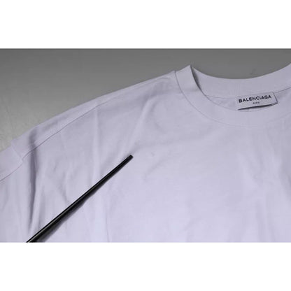 Balenciaga White Logo Cotton Crew Neck Short Sleeves T-shirt