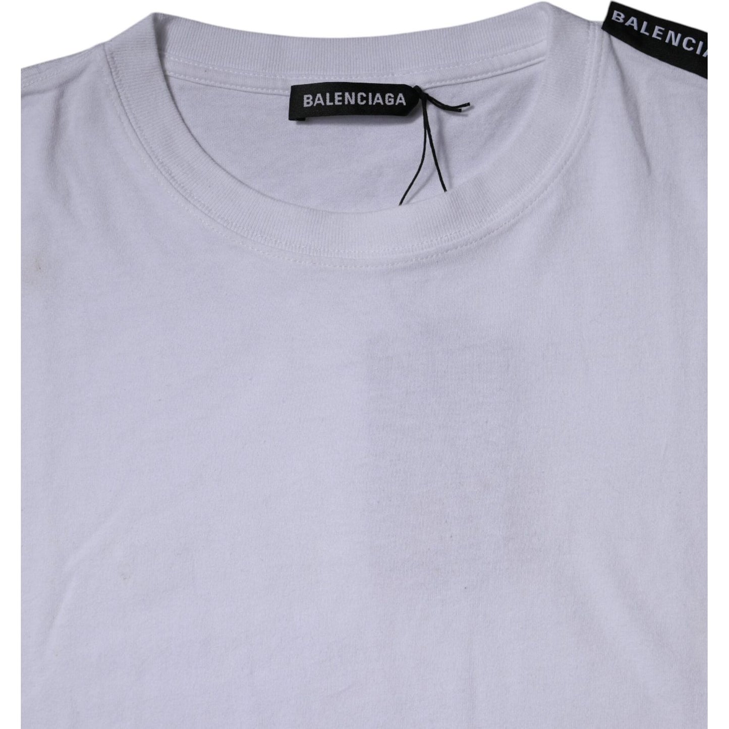 Balenciaga White Logo Cotton Jersey Crew Neck Short Sleeves T-shirt