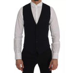 Dolce & Gabbana Blue Waistcoat Wool Stretch STAFF Vest