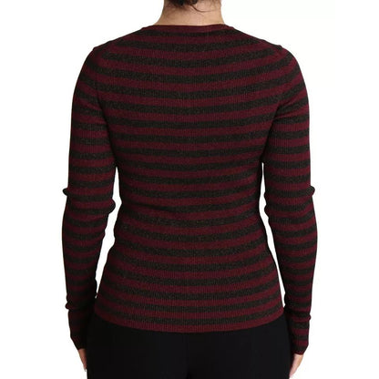 Dolce & Gabbana Black Red Striped Womens Cardigan Sweater