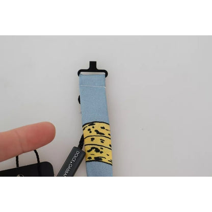 Dolce & Gabbana Light Blue Banana Print Silk Men Neck Bow Tie