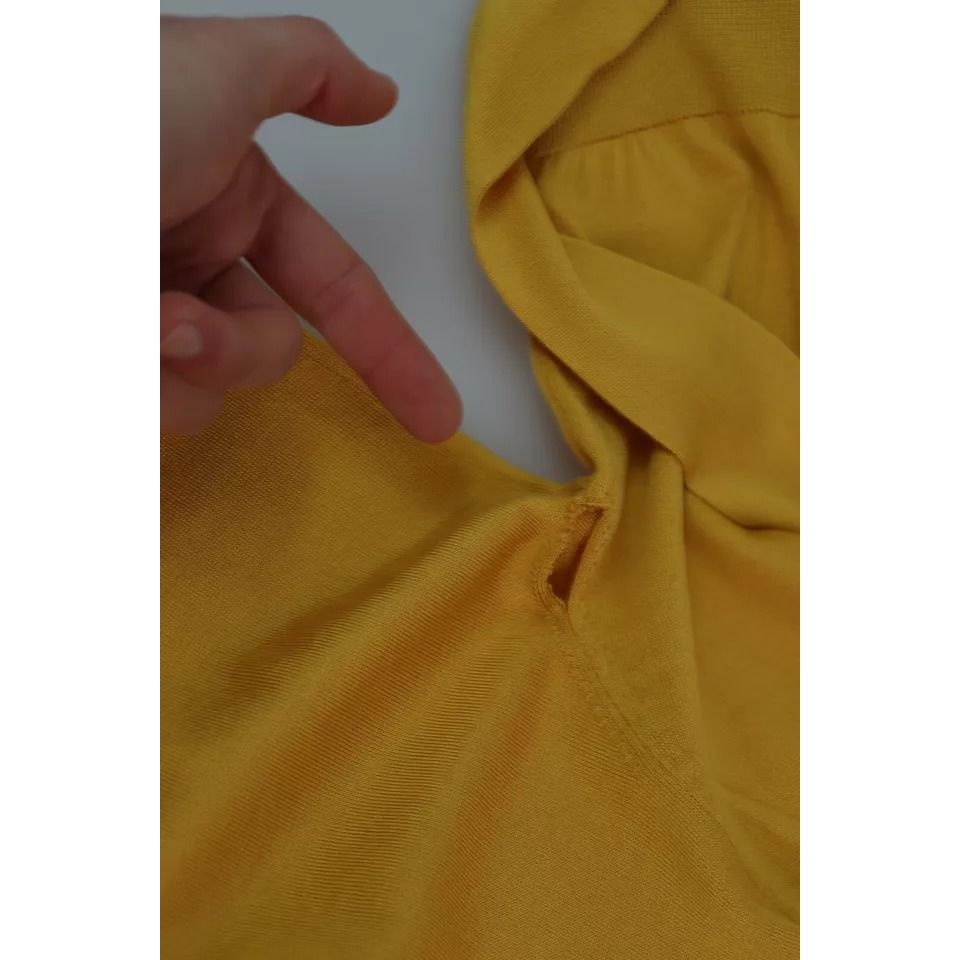 Dolce & Gabbana Yellow Silk Knit Pullover Ascot Collar Top