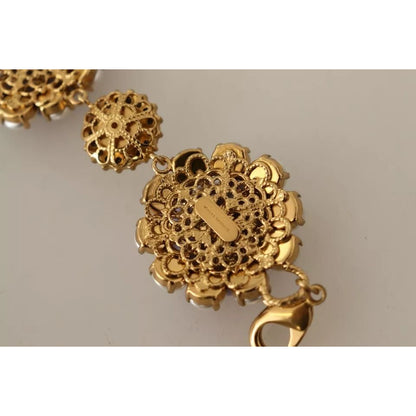 Dolce & Gabbana FIORI BLOOMING Floral Baroque Crystals Brass Bracelet