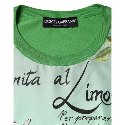 Dolce & Gabbana Green Silk Granita Al Limone Long Sleeves Sweater