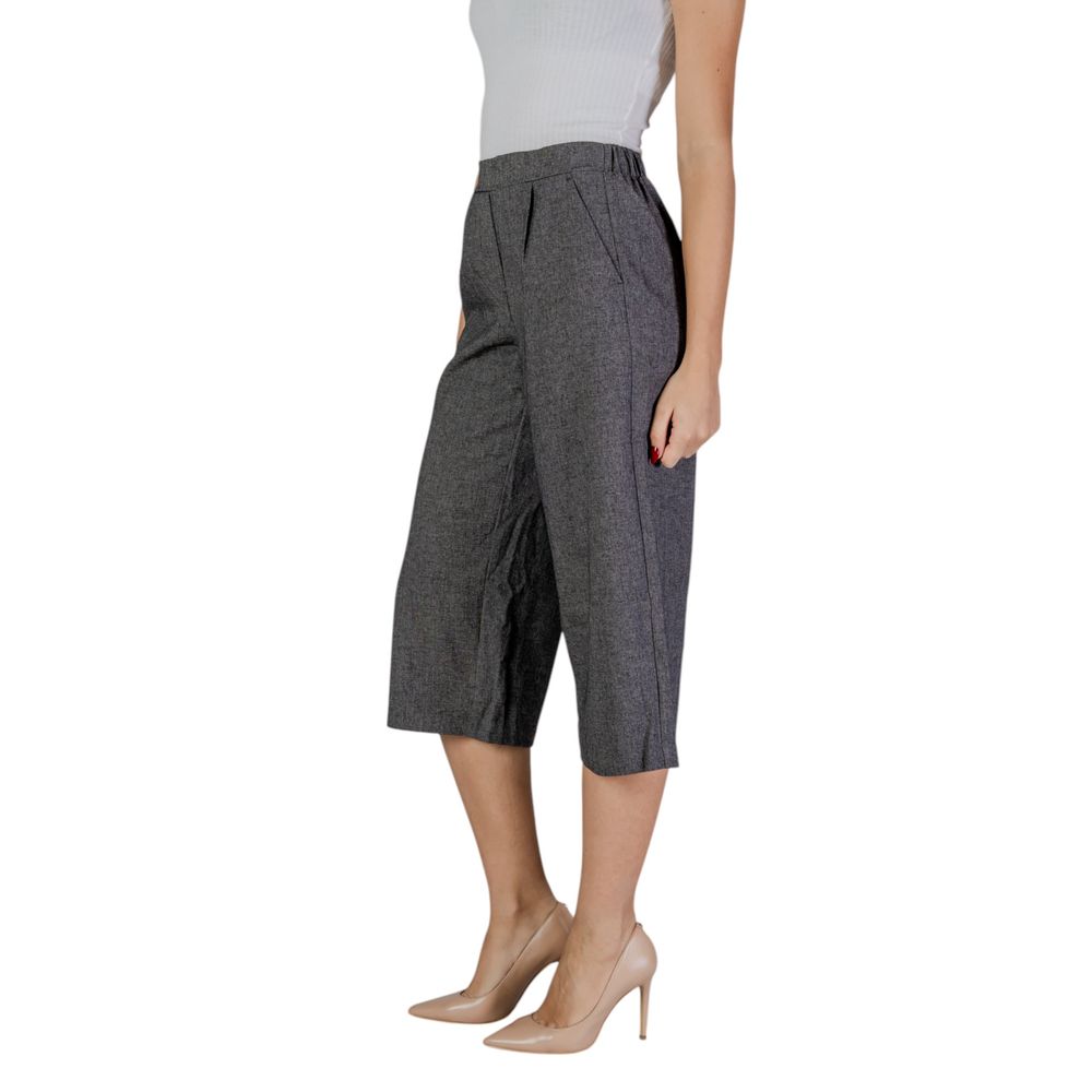 Vero Moda Black And White Polyester Cropped Pants