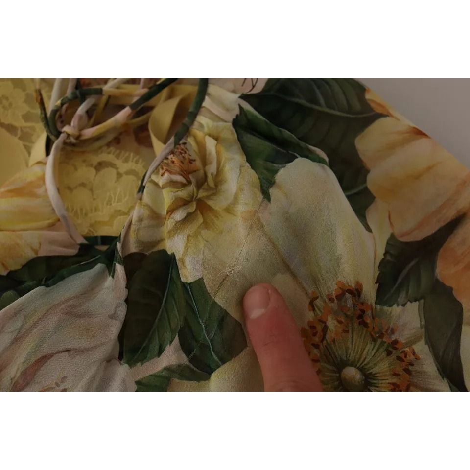 Dolce & Gabbana Multicolor Silk Floral Print Long Maxi Dress