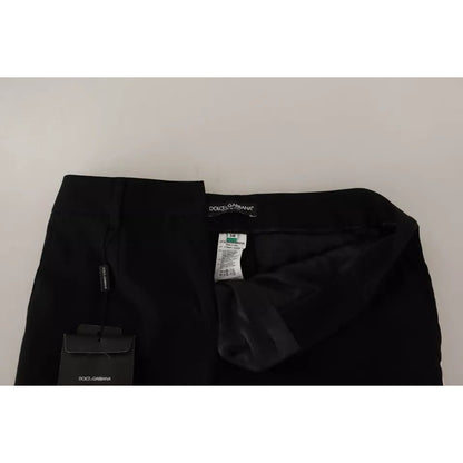 Dolce & Gabbana Black White Stripes Wool Tapered Pants