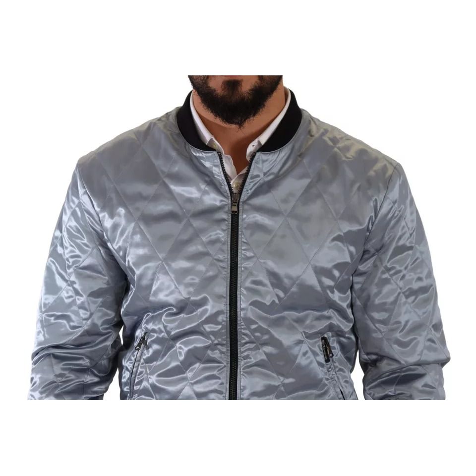 Dolce & Gabbana Light Blue Bomber Coat Men Jacket