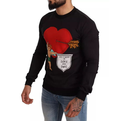Dolce & Gabbana Black Cupid Print Hoodie Sweatshirt Sweater