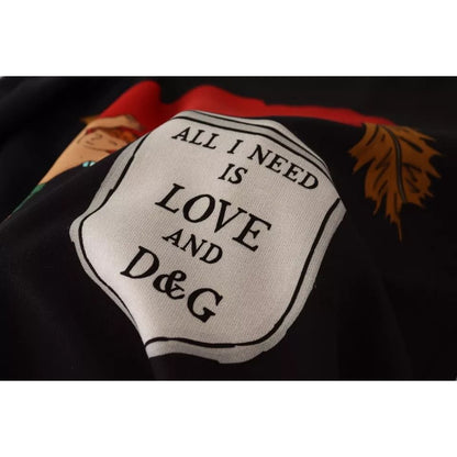 Dolce & Gabbana Black Cupid Print Hoodie Sweatshirt Sweater