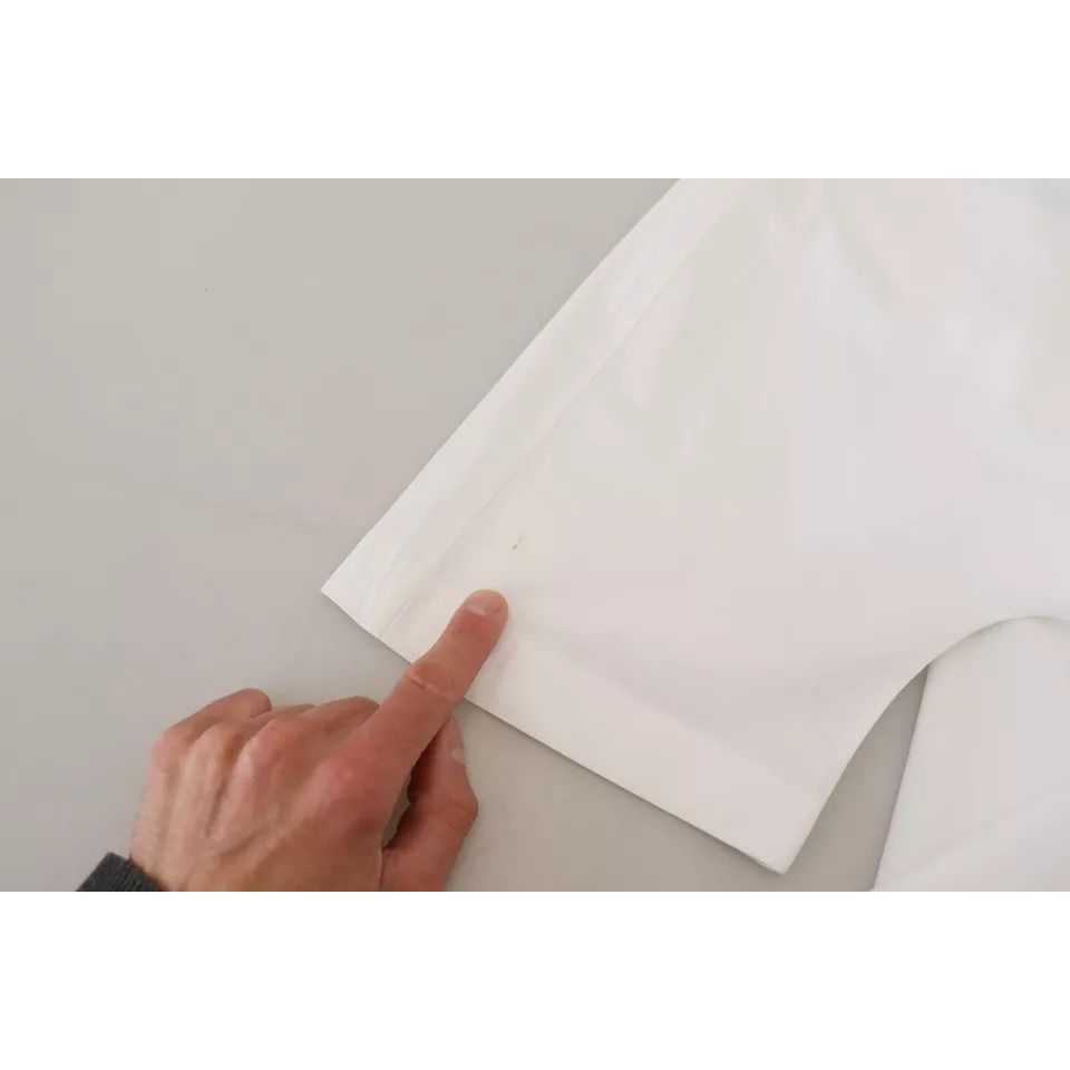Dolce & Gabbana White Cotton Button Front Short Sleeve Shirt
