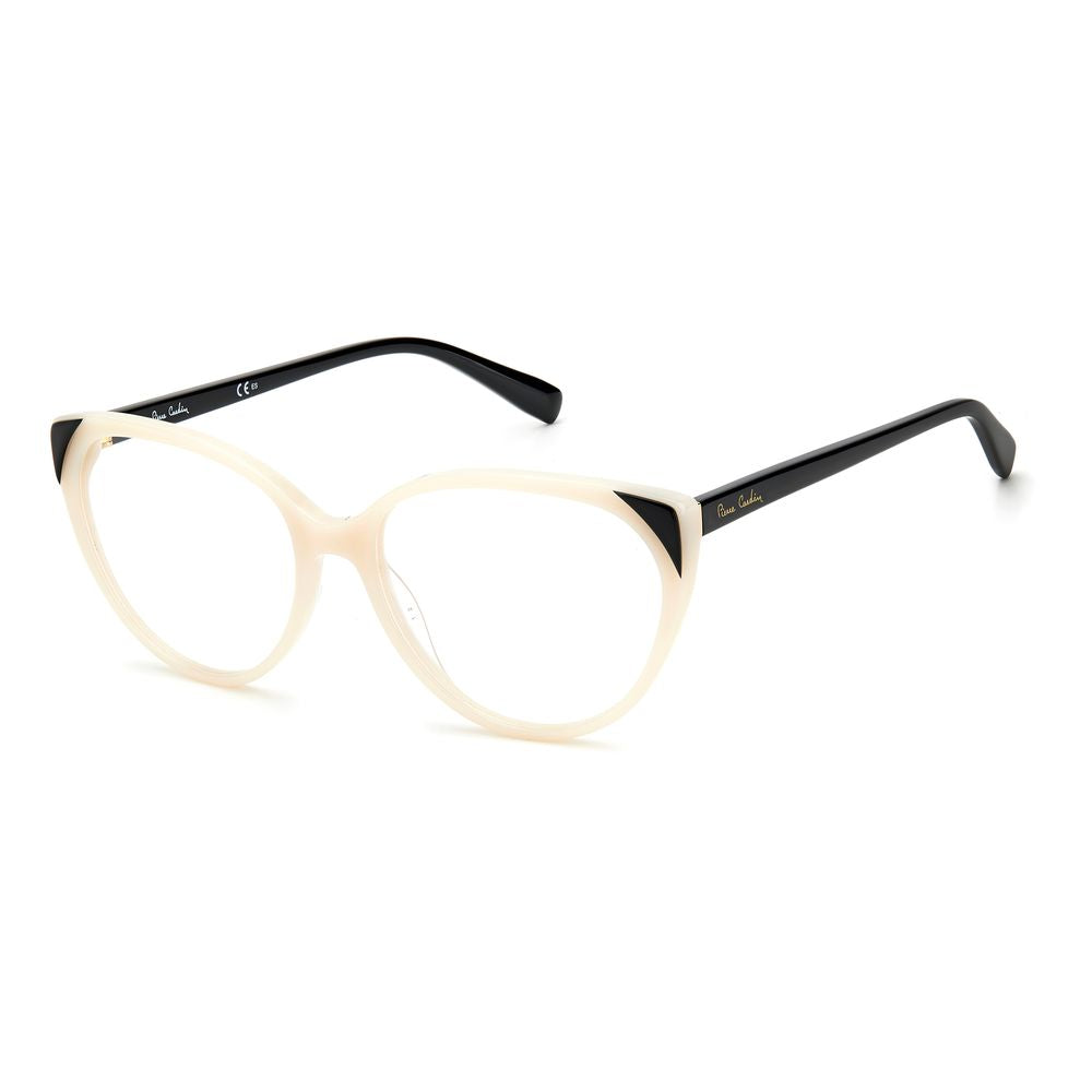 Pierre Cardin Black And White Acetate Frames for women with ivory and black design, model P.C.-8502-0XR, lens size 55/16/140 mm