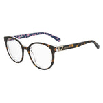 Love Moschino Bicolor Acetate Frames in havana color, model MOL584-086, showcases stylish tortoise shell pattern with heart details on arms.