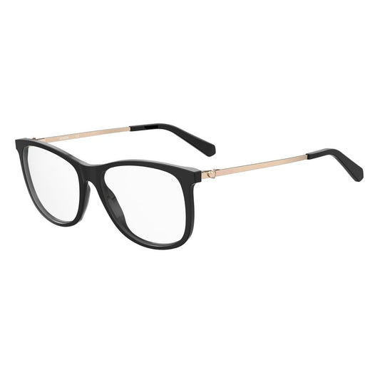 Love Moschino Black Acetate Frames for women MOL589-807, sleek gloss design with gold temples, size 55/15/140mm.