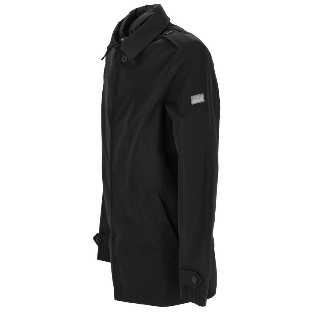 Yes Zee Black Polyester Men's Trench Jacket