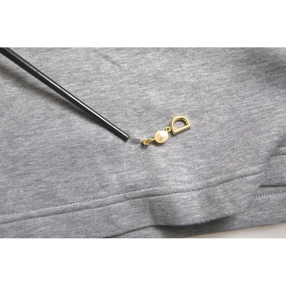 Dolce & Gabbana Gray Cotton Embellished Crew Neck  T-shirt