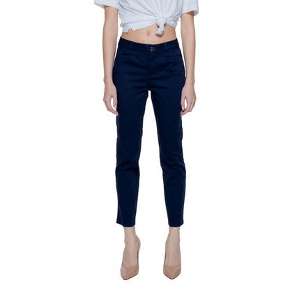 Street One Blue Cotton Casual Pants