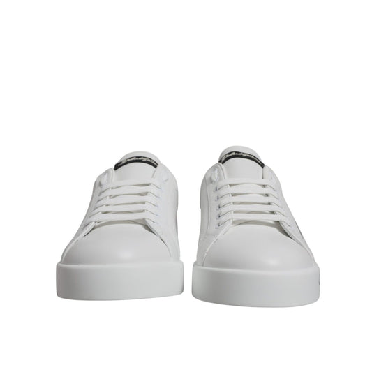 Dolce & Gabbana White Black Logo Portofino Sneaker Shoes