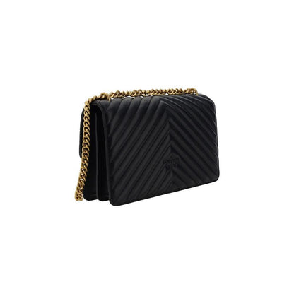 PINKO Black Calf Leather Bos Taurus Shoulder Bag