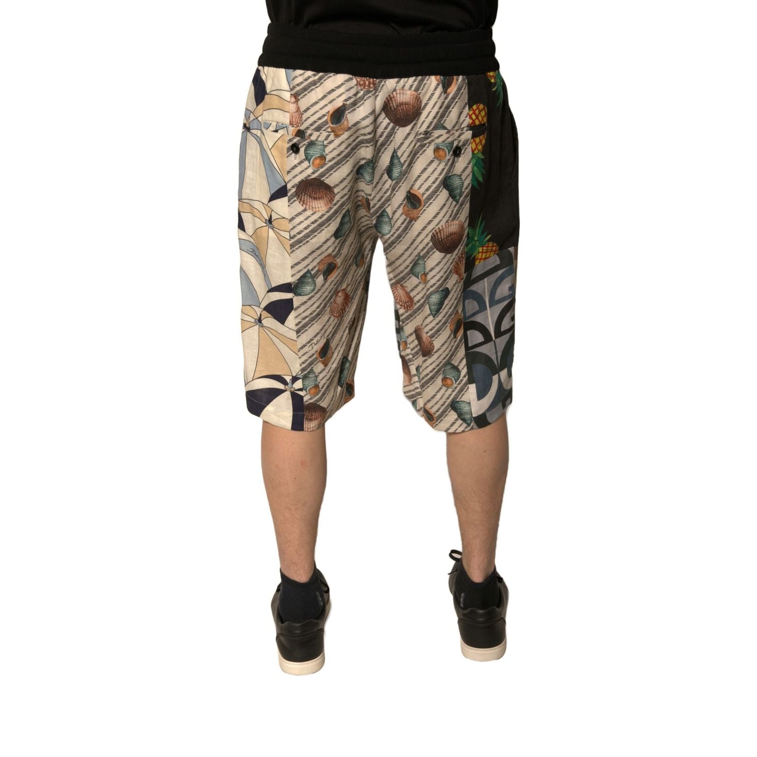 Dolce & Gabbana Multicolor Patchwork Linen Bermuda Shorts