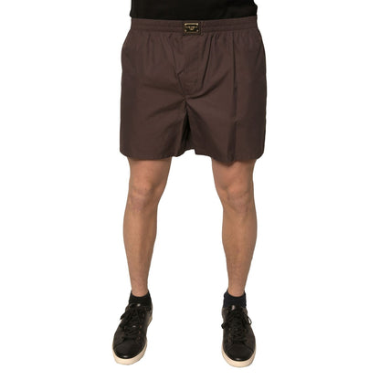 Dolce & Gabbana Brown Cotton Blend Men Mid Waist Shorts