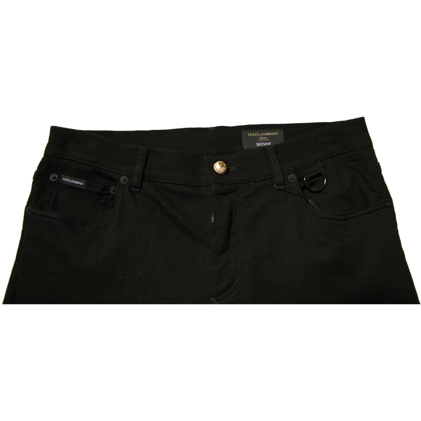 Dolce & Gabbana Black Logo Cotton Stretch Skinny Denim Jeans