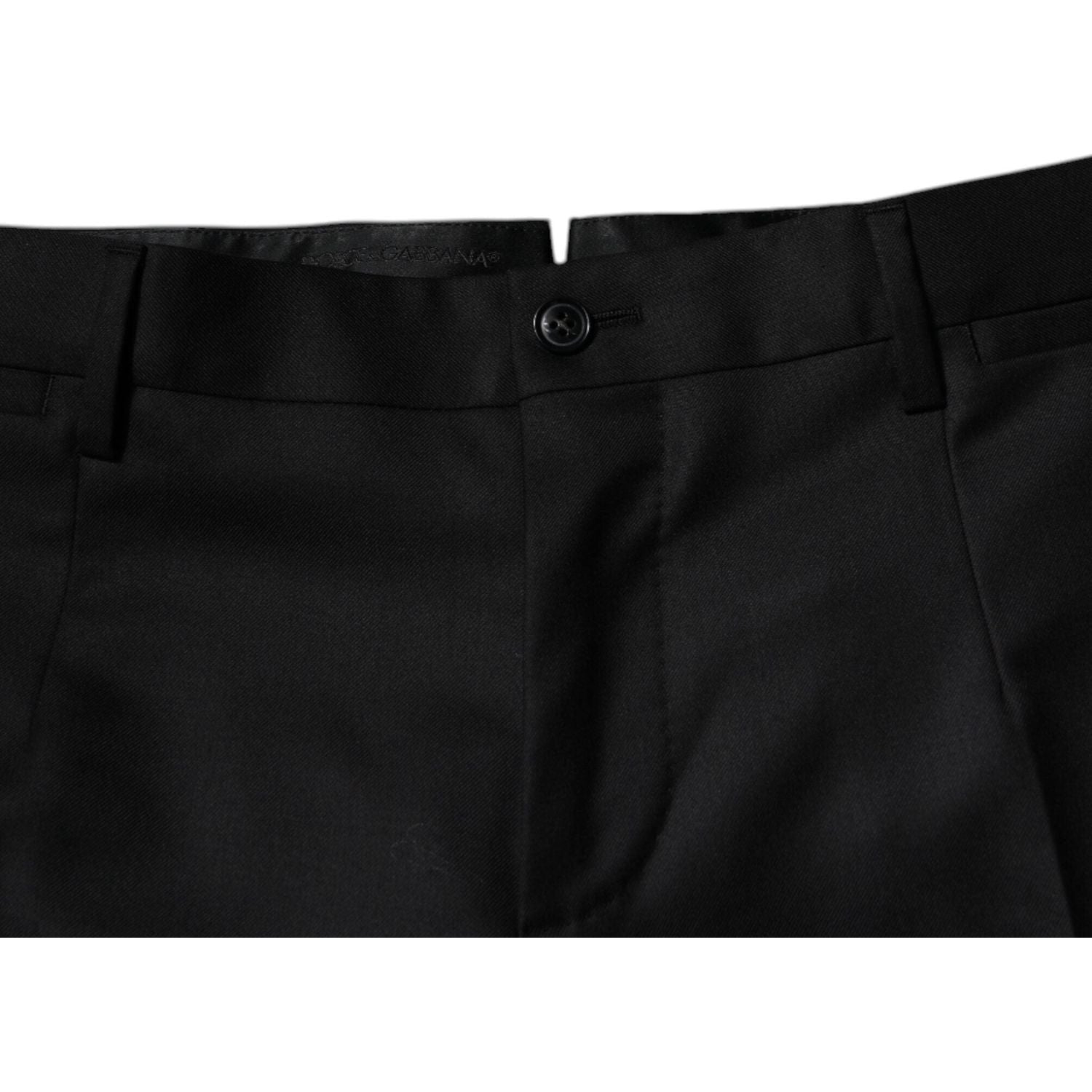 Dolce & Gabbana Black Wool Tapered Formal Dress Pants