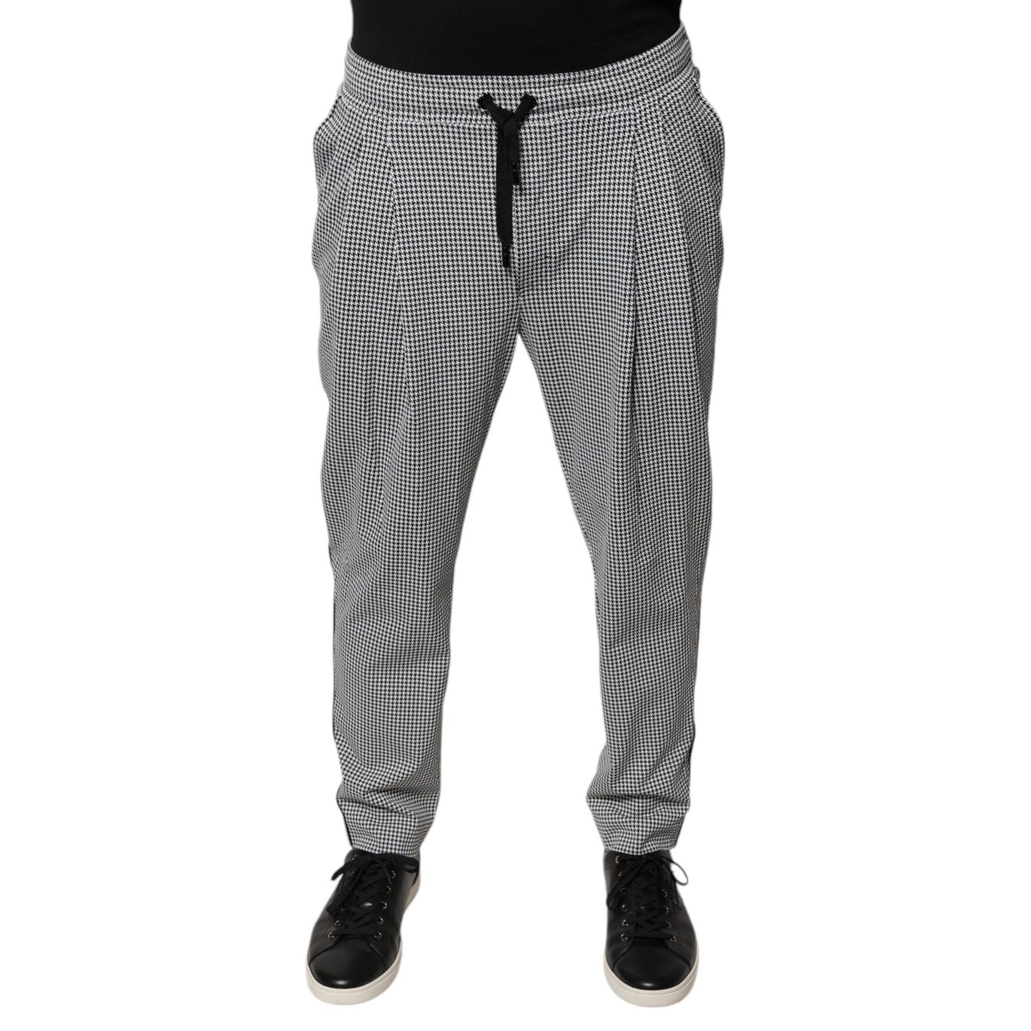 Dolce & Gabbana Black White Houndstooth Skinny Dress Pants