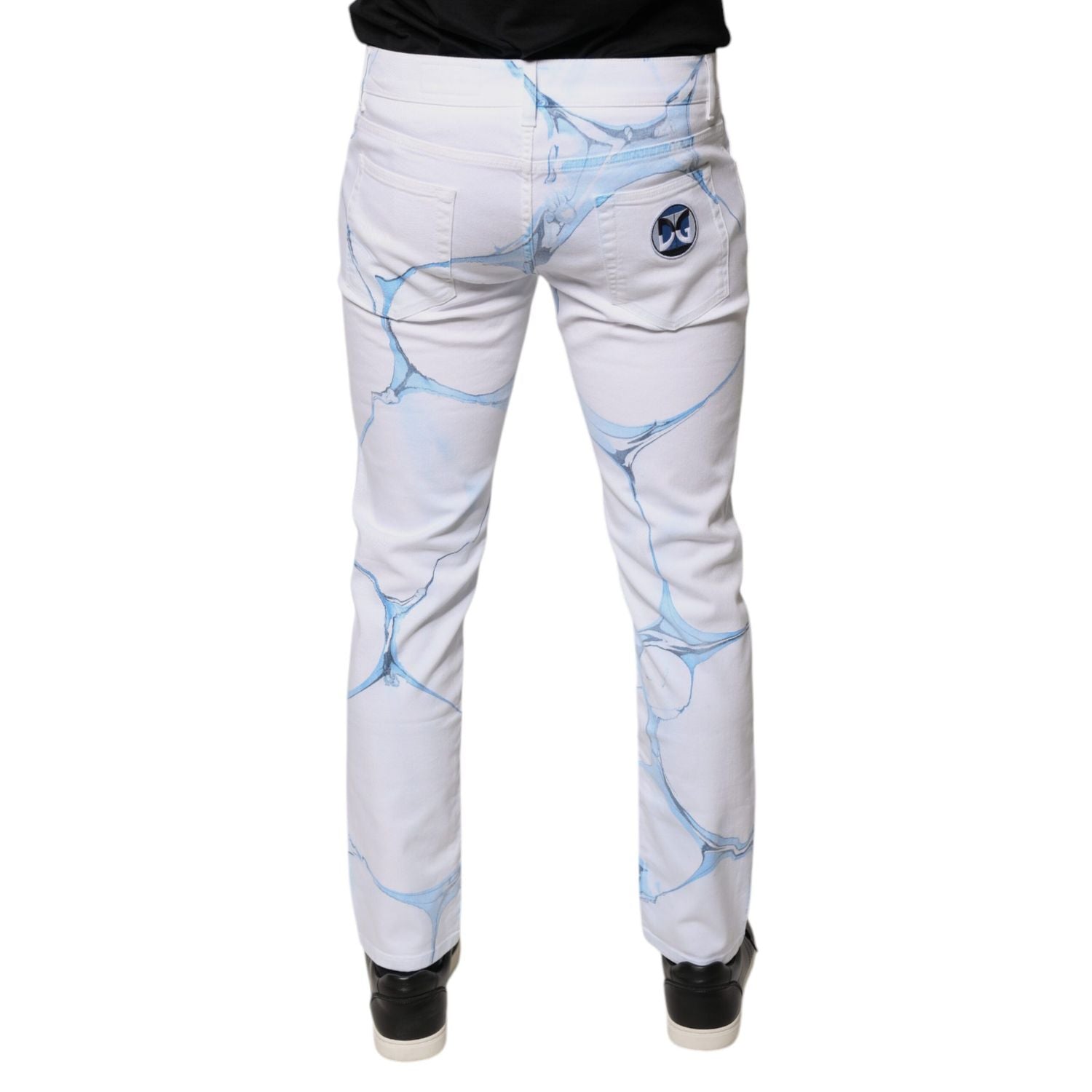 Dolce & Gabbana White Blue Cotton Stretch Skinny Denim Jeans