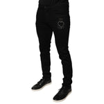 Dolce & Gabbana Black DG Crown Logo Cotton Skinny Denim Jeans