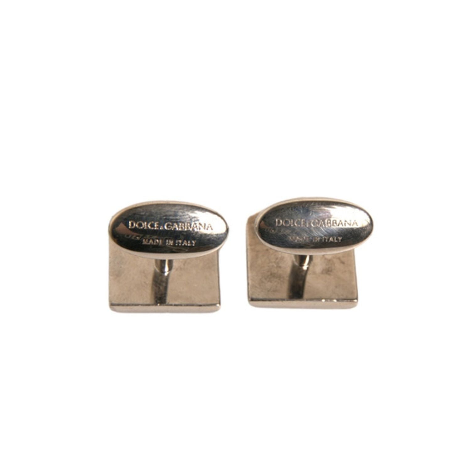 Dolce & Gabbana Silver Plated Brass Pin Crystal Cufflinks