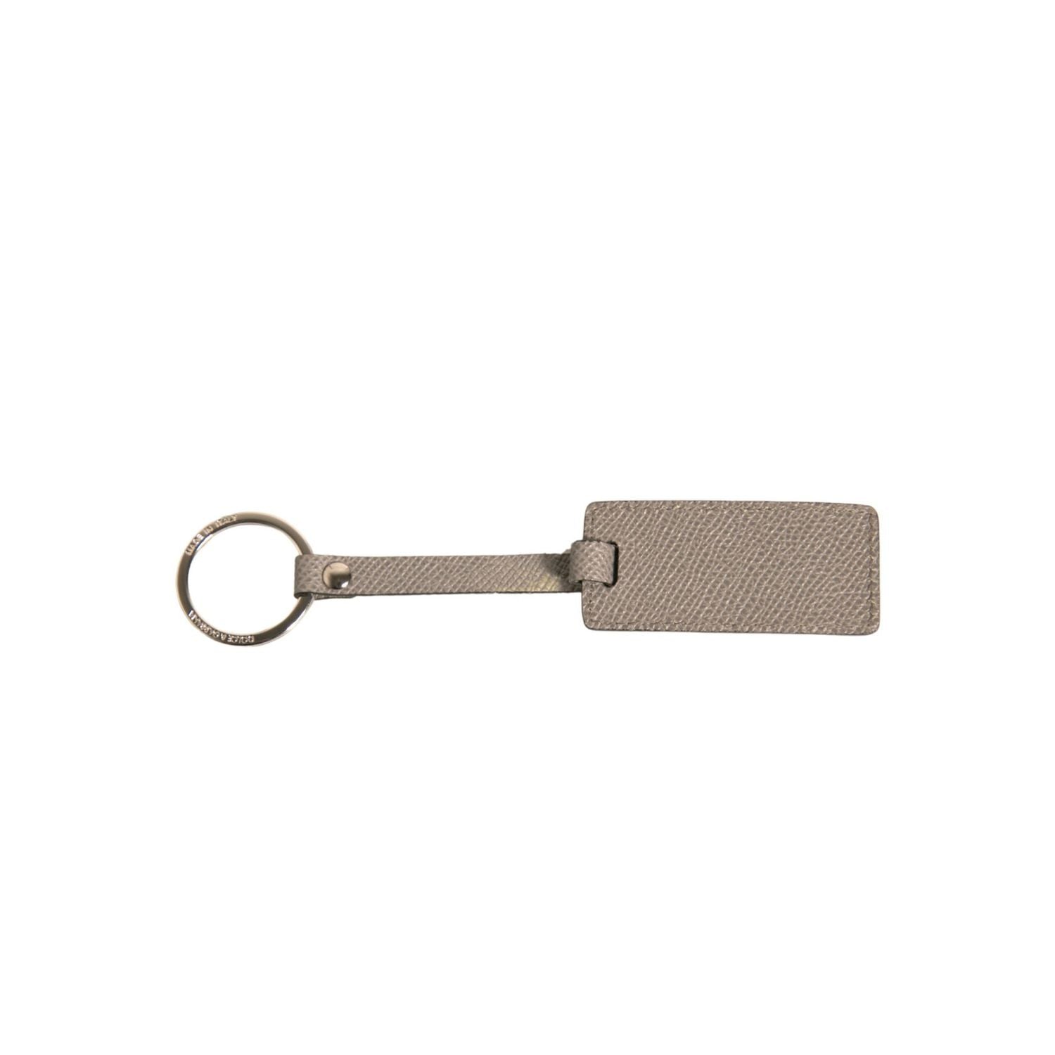 Dolce & Gabbana Beige DG Logo Leather Gold Metal Men Keychain Keyring