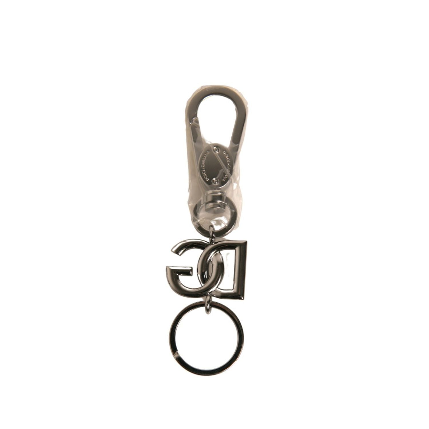 Dolce & Gabbana Silver Brass DG Logo Keychain Metal Ring Keyring