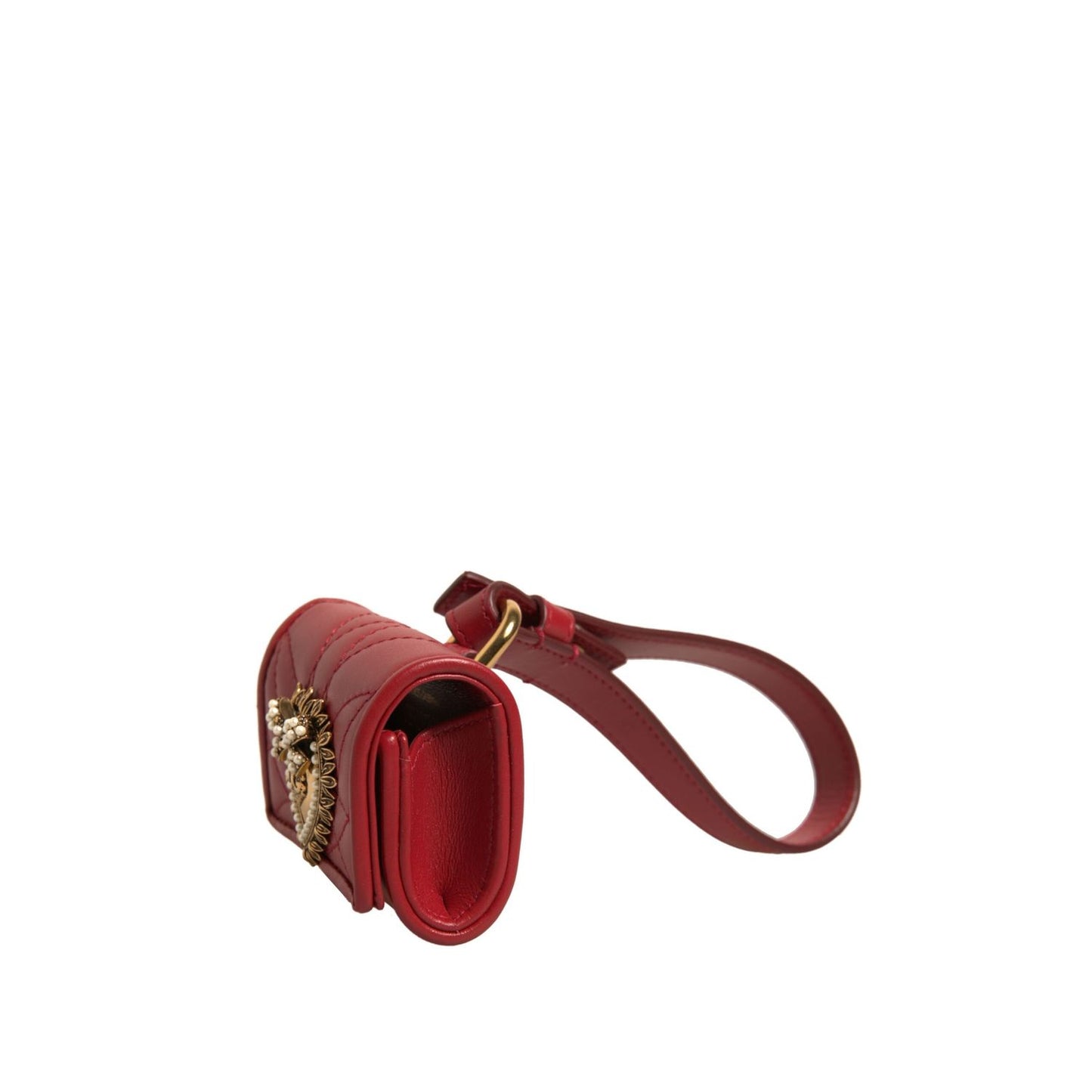 Dolce & Gabbana Black Leather Devotion Heart Strap Airpod Case