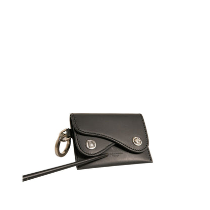 Dolce & Gabbana Black Leather Card Case Keychain Key Holder