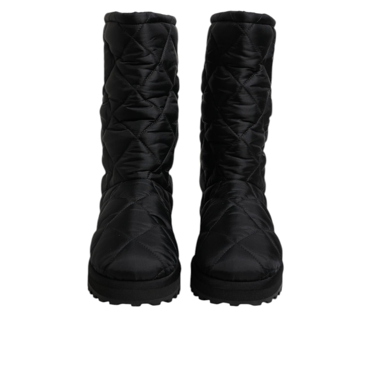 Dolce & Gabbana Black Polyester Padded Mid Calf Boots Winter Shoes