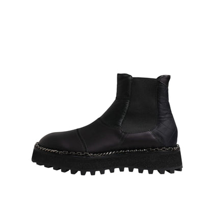 Dolce & Gabbana Black Chelsea Boots Leather Slip On Shoes