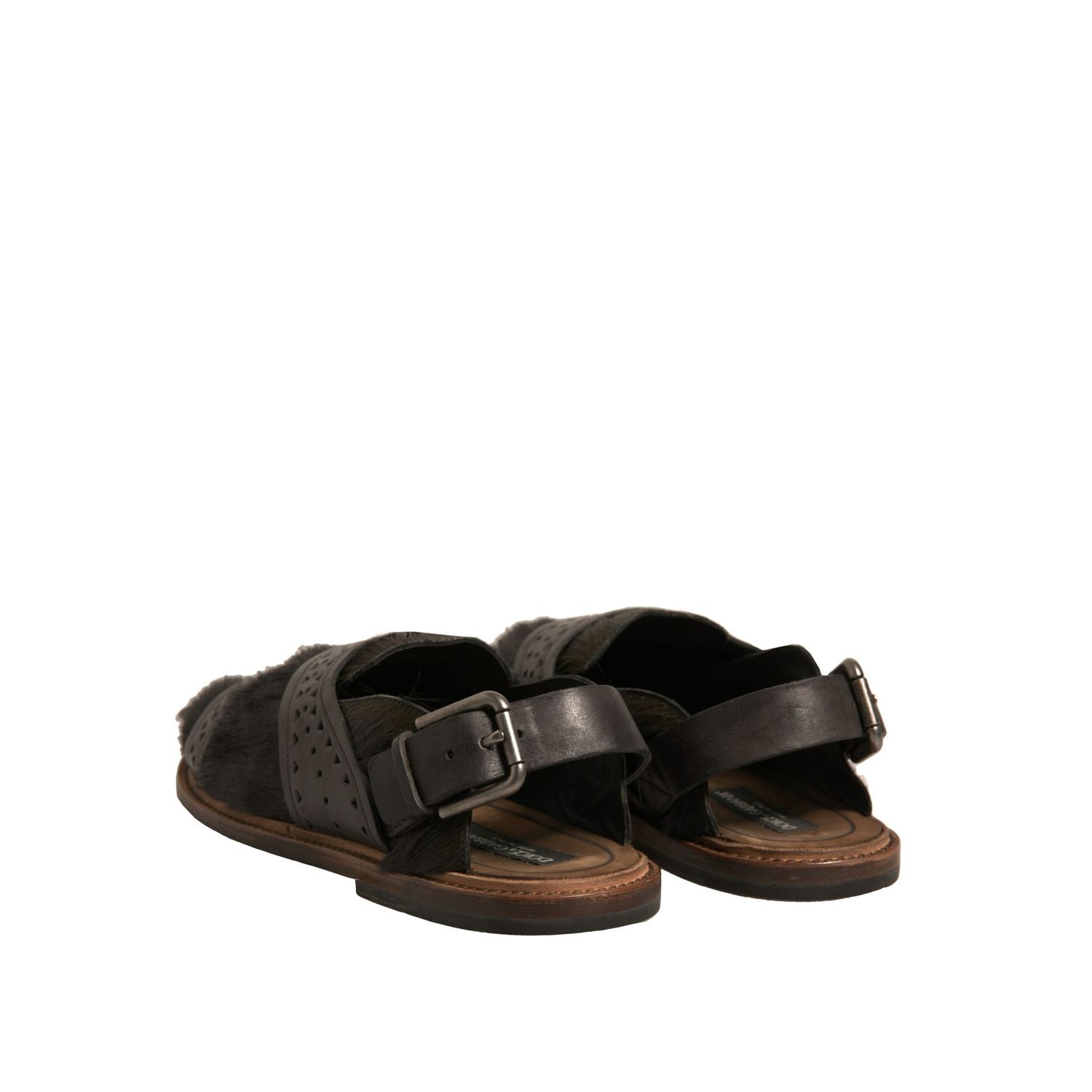 Dolce & Gabbana Green Gazelle Hair Leather Flats Sandals Shoes