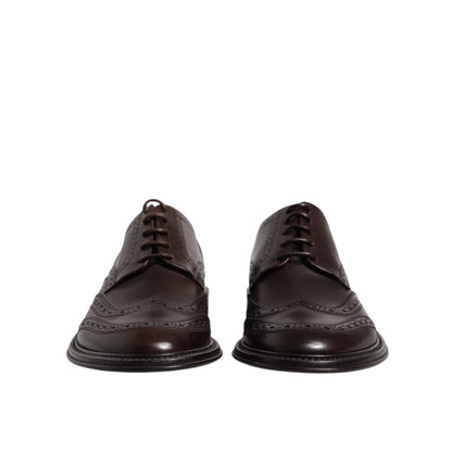 Dolce & Gabbana Brown Leather Derby Wingtip Lace Up Formal Dress Shoes