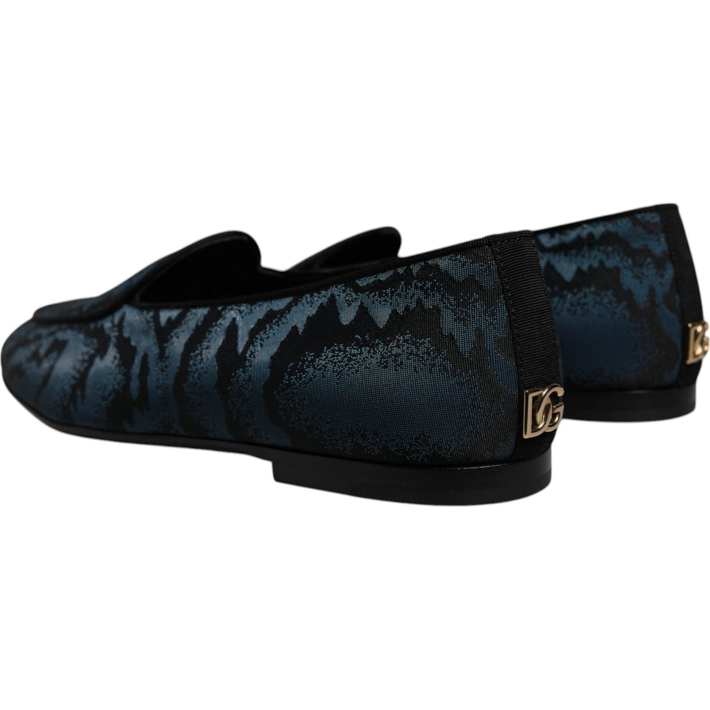 Dolce & Gabbana Blue Black Flats Men Loafers Dress Shoes