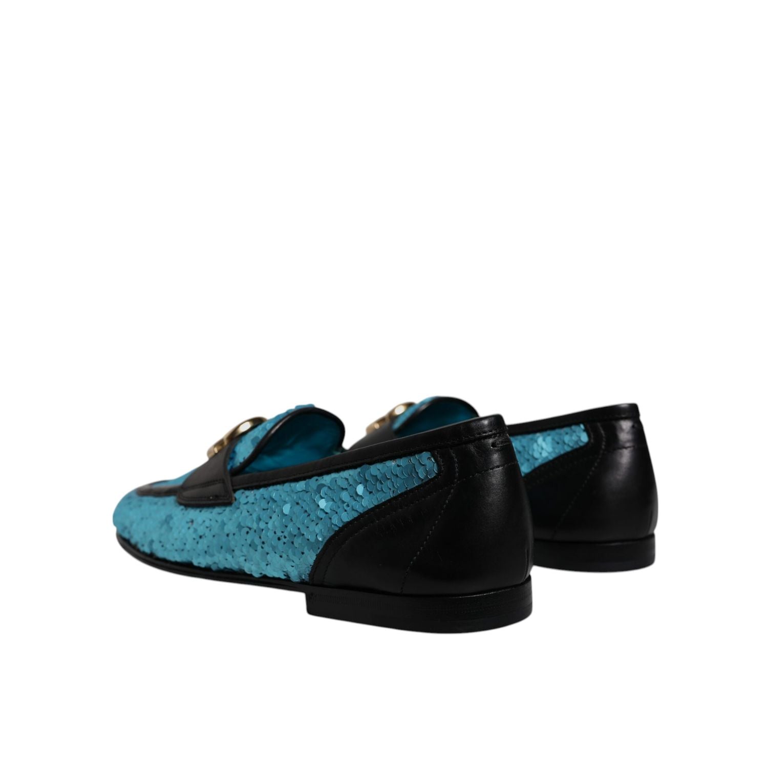 Dolce & Gabbana Blue Sequined Loafers Formal Dress Shoes