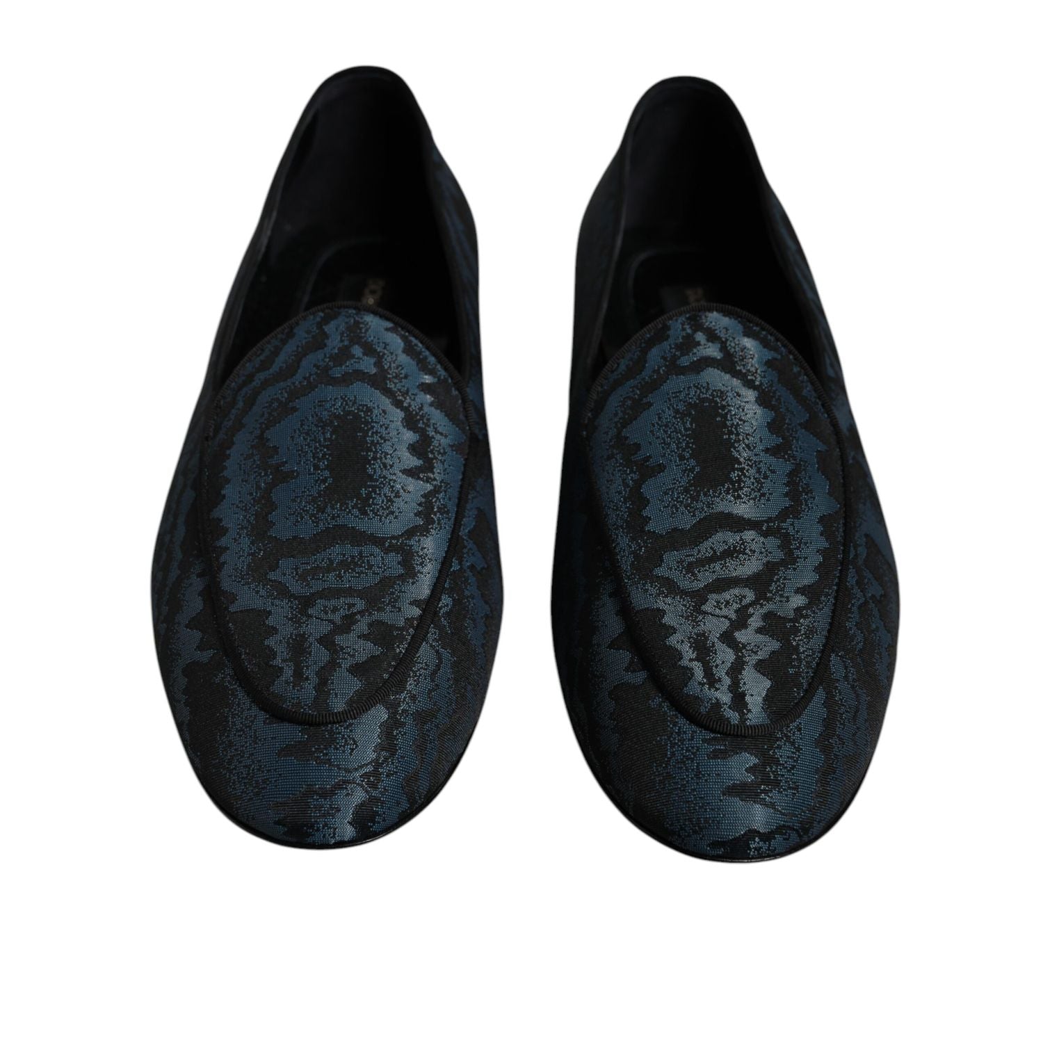 Dolce & Gabbana Blue Black Flats Men Loafers Dress Shoes
