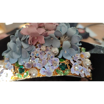 Dolce & Gabbana Gold Crystal Purple Hortensia Headband Crown Diadem