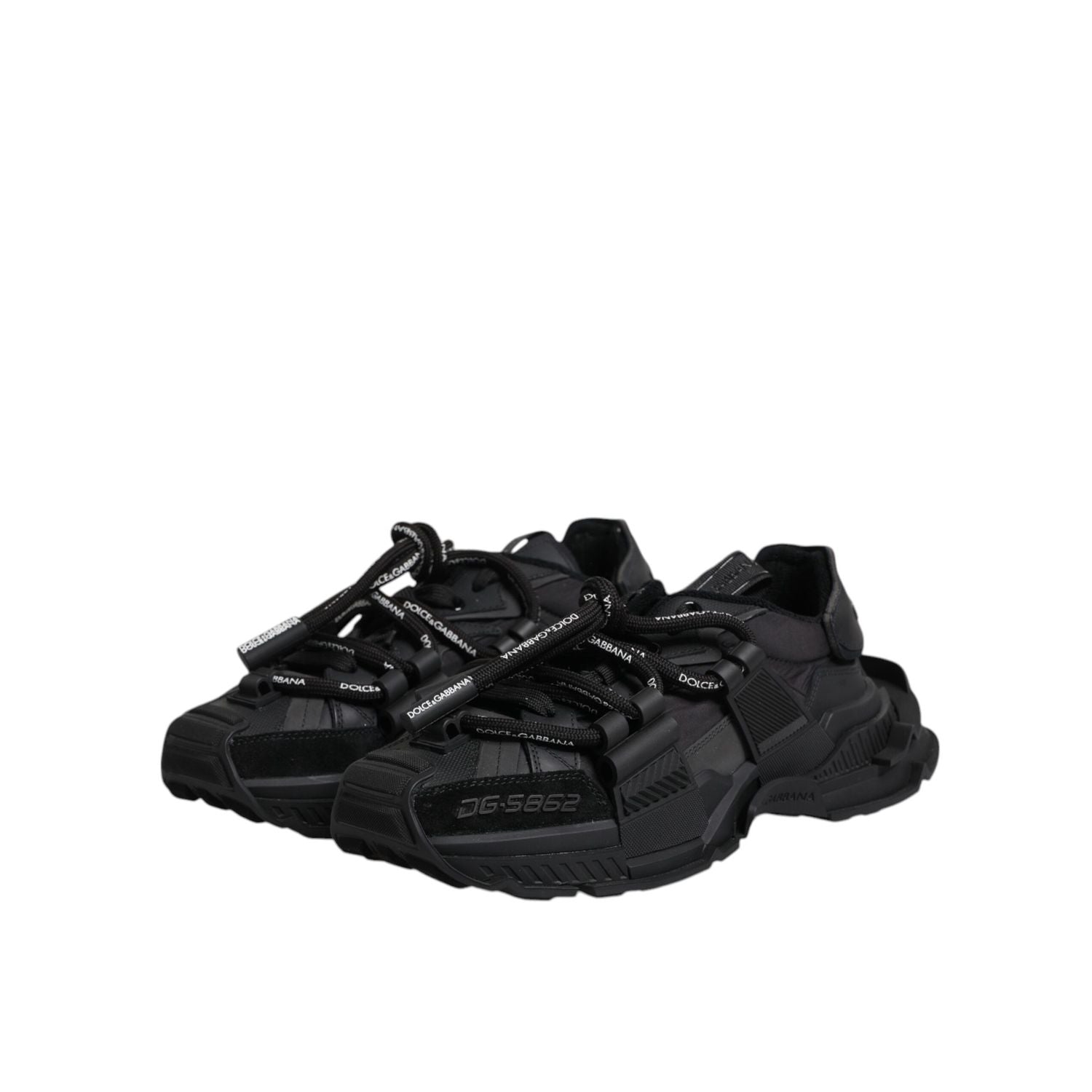 Dolce & Gabbana Black Low Top Space Lace Up Sneakers Shoes